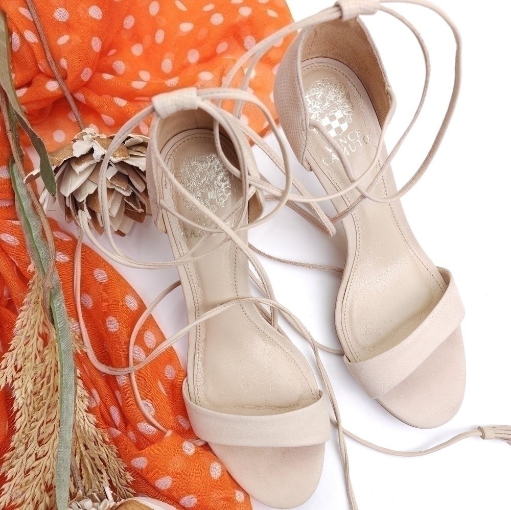 Vince Camuto Nude Cream Strappy Sandal Heels Sz 7½m - Picture 4 of 12